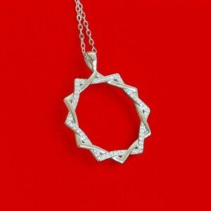 925 Sterling Silver Necklace 21" (adjustable) with Moissanite Hexagon Pendant